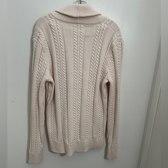 NWT J Crew Heritage Cotton Cable Knit Shawl Collar Cardigan Sweater in Cream - Picture 4 of 5